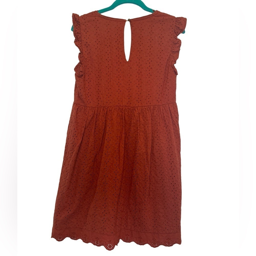 Knox Rose Burnt Orange Eyelet Flutter Sleeve V-Neck Dress Size XS - Picture 11 of 17